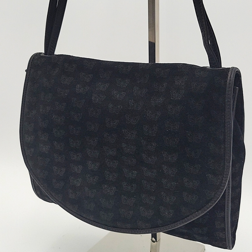 Vintage Bottega Veneta Butterfly Black Suede Shoulder Bag